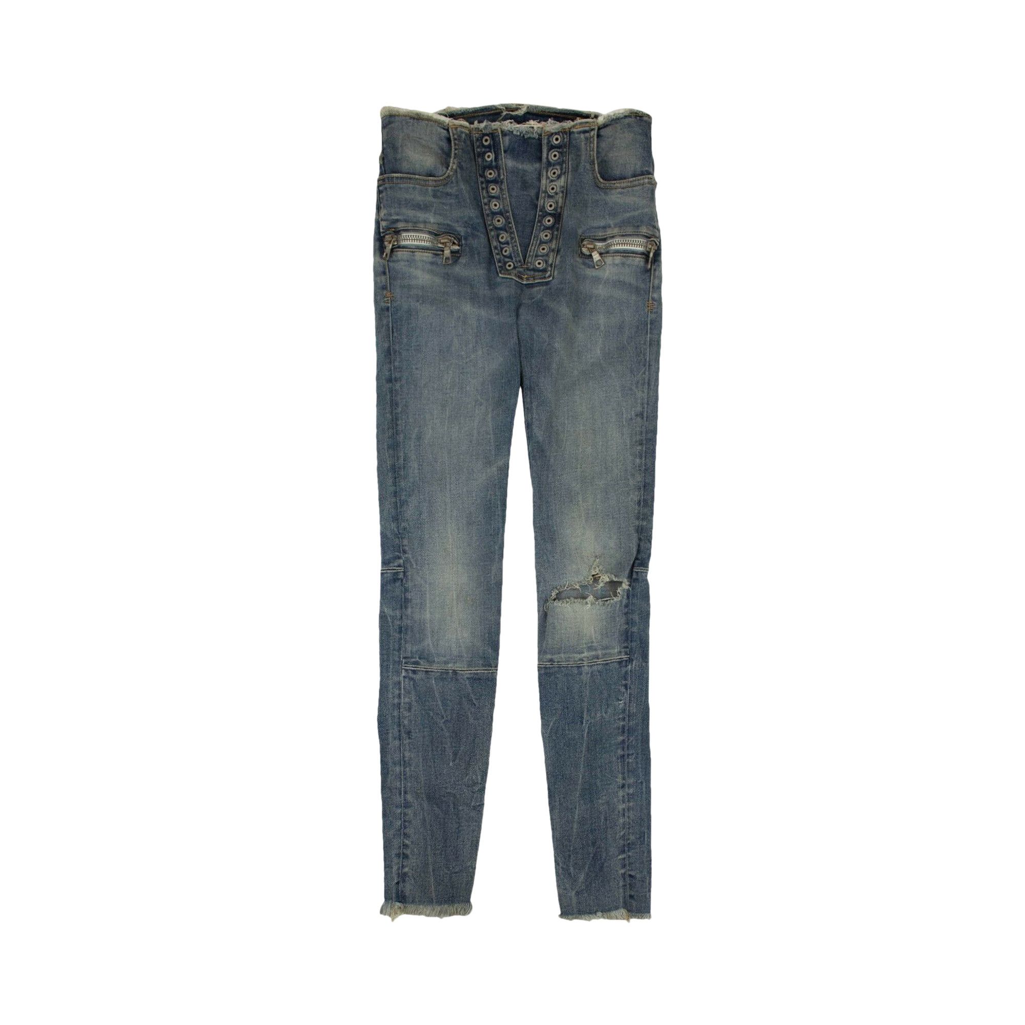 Unravel Project Denim Lace Up Skinny Jeans Blue