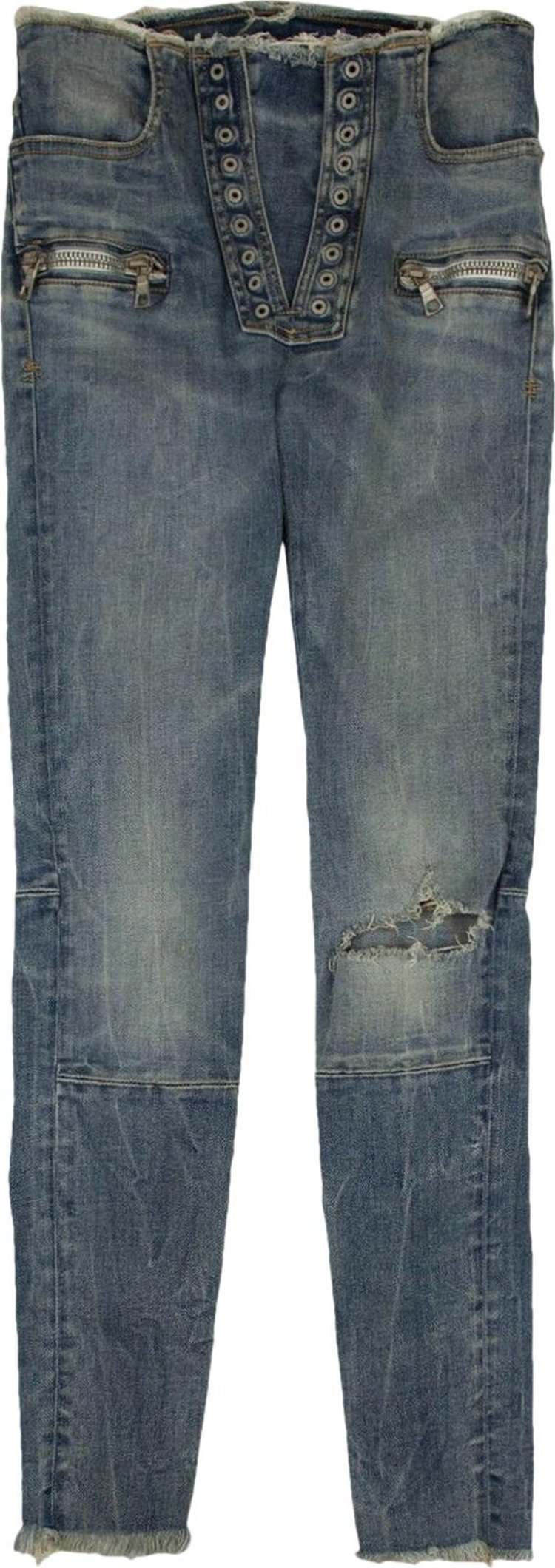 Unravel Project Denim Lace-Up Skinny Jeans 'Blue'