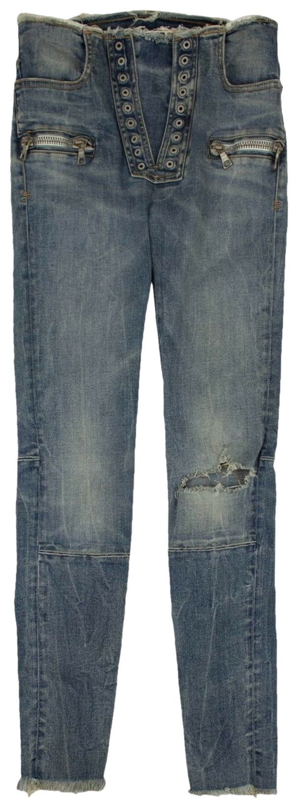 Unravel Project Denim Lace Up Skinny Jeans Blue