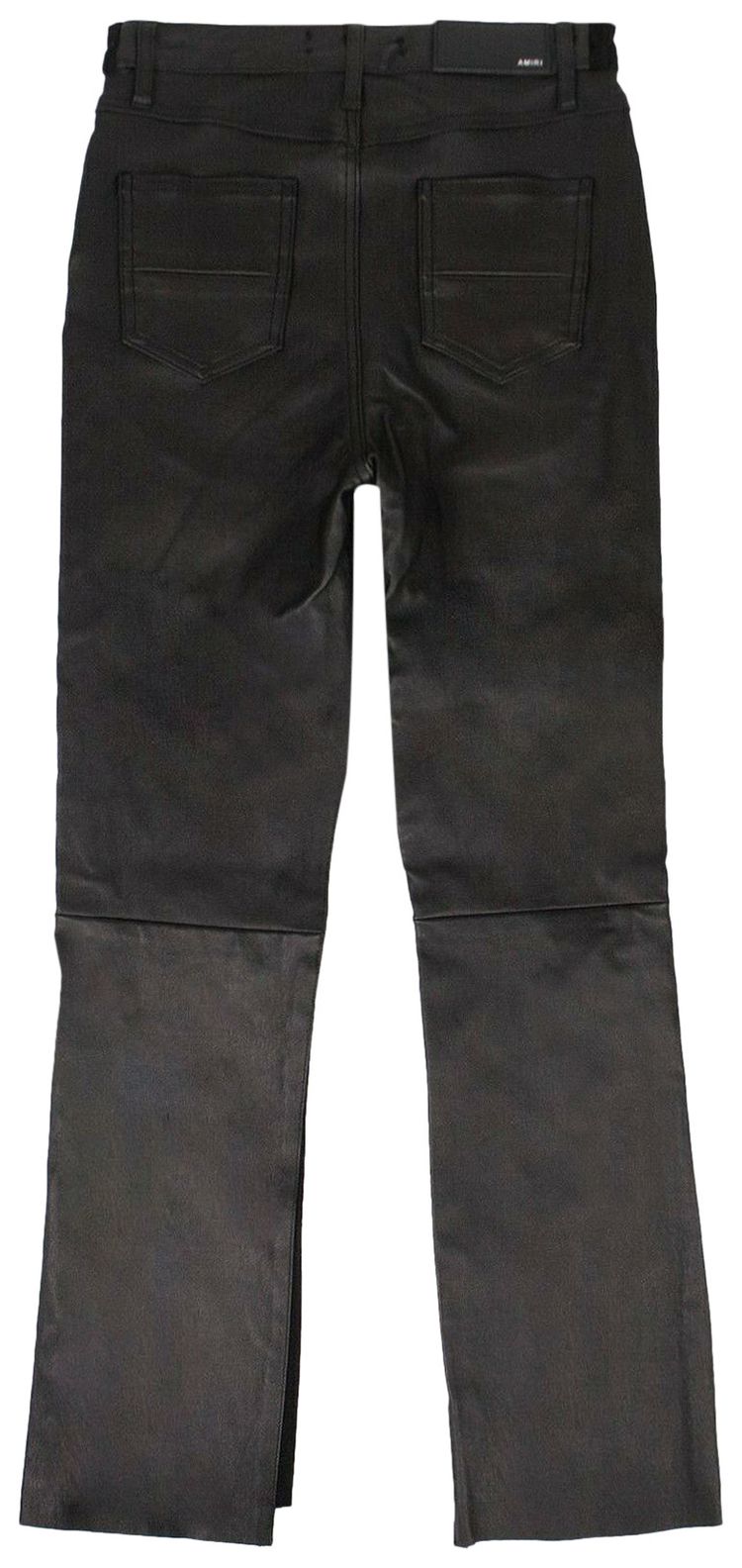 Amiri Leather And Denim Crop Flare Jeans Black