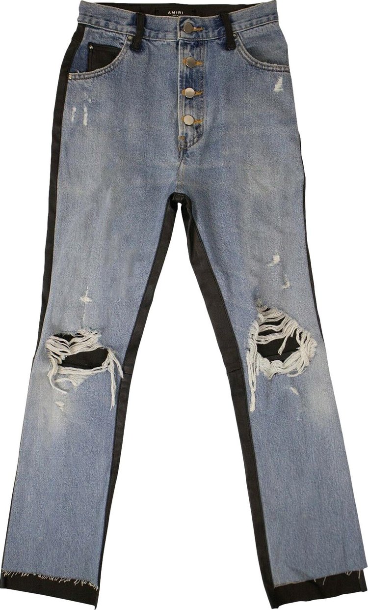 Buy Amiri Denim Leather Pants 'Blue' - WBLTD CRFINK BLUE | GOAT
