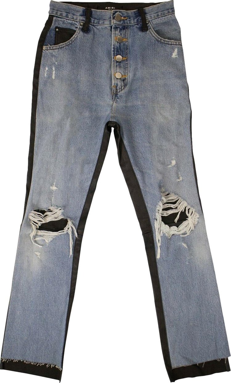 Amiri Denim Leather Pants Blue