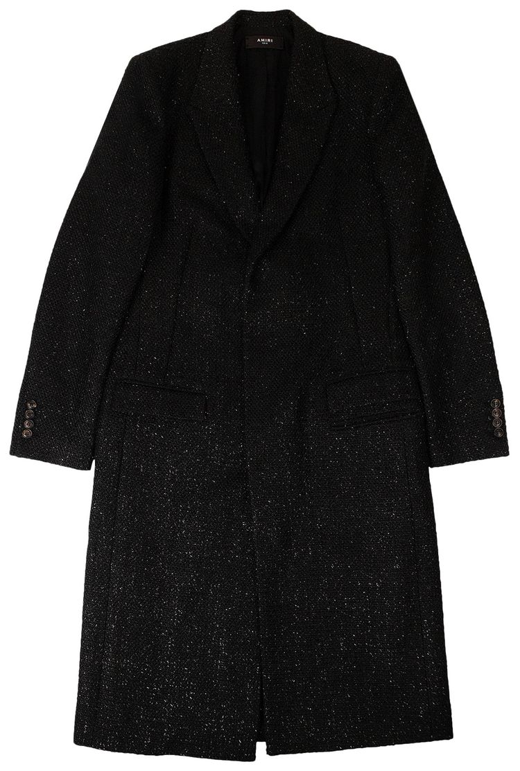 Amiri Boucle Fitted Coat Black