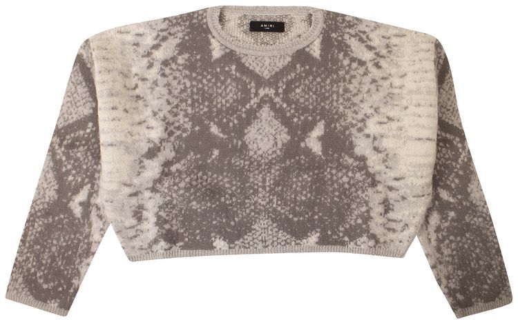 Amiri Snake Print Crewneck Sweater Grey