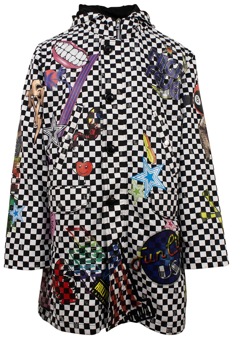 Amiri Check Stickered Parka BlackWhite