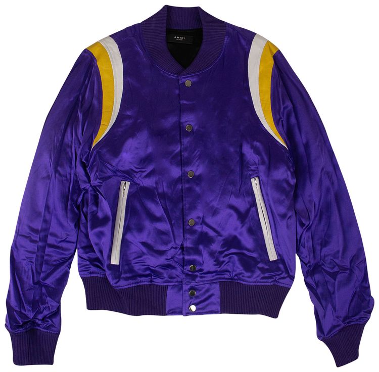 Amiri Silk Varsity Baseball Jacket Purple