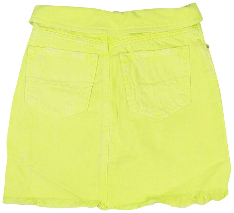 Amiri Denim Destroyed Foldover Mini Skirt Neon Yellow