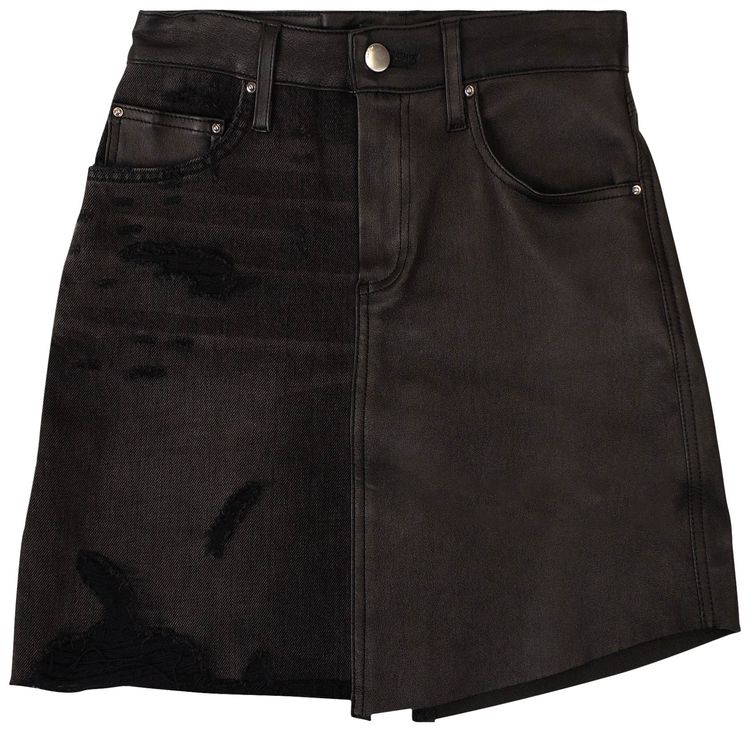 Amiri Leather Two Tone Mini Skirt Black