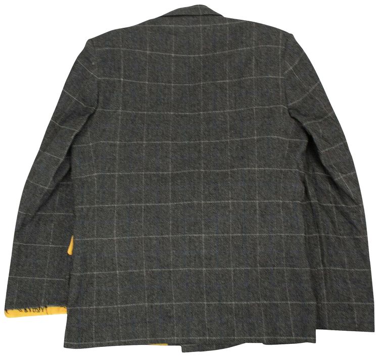 Off White Check Print Blazer Grey