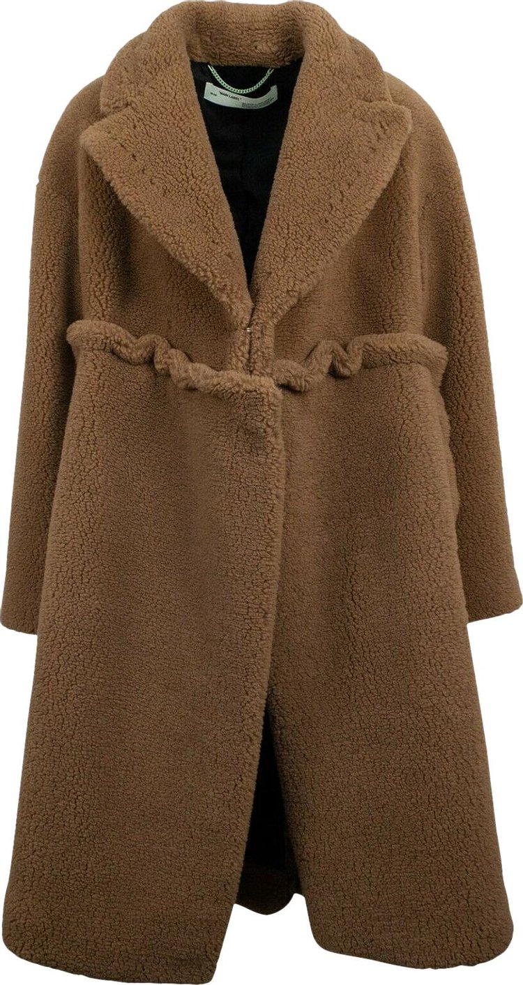 Off-White Oversized Shearling Coat 'Brown'