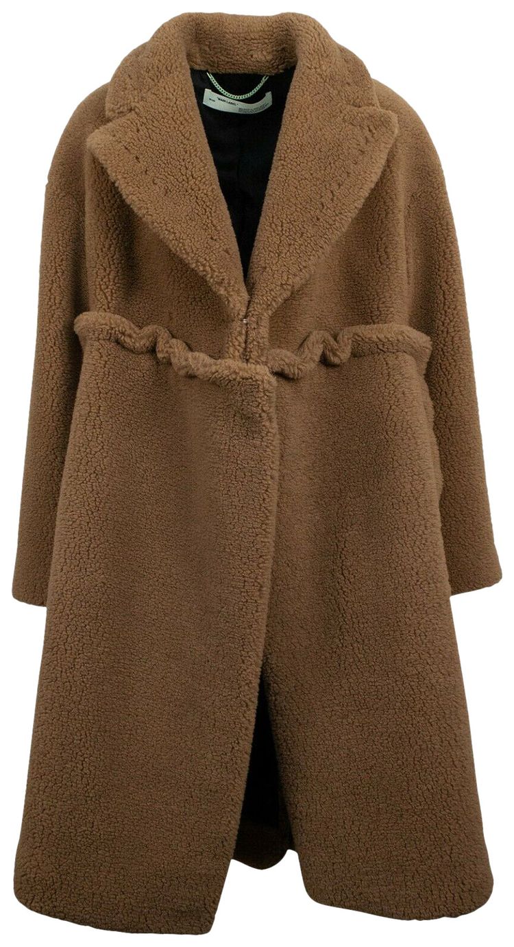 Off White Oversized Shearling Coat Brown