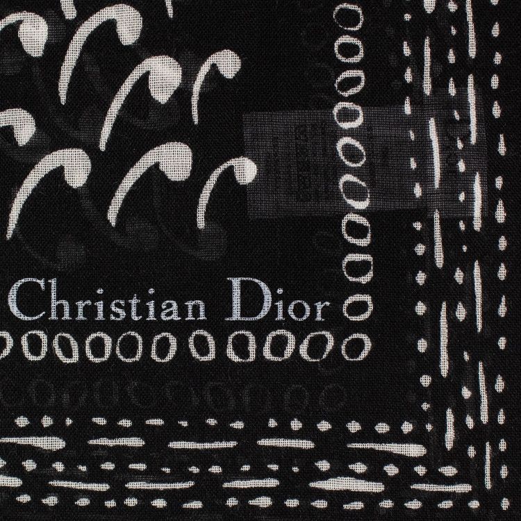 Dior Paisley Cards Cashmere Silk Scarf BlackWhite