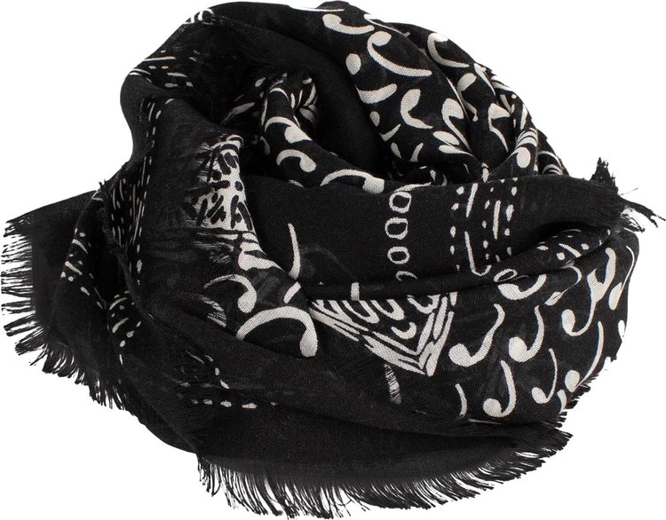 Black and Grey Paisley Cashmere & Silk Scarf