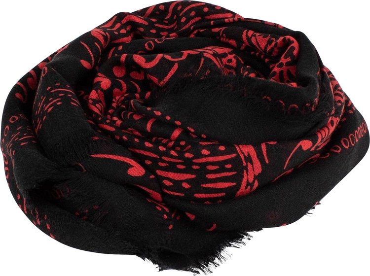 Dior Paisley Cards Cashmere-Silk Scarf 'Red/Black'