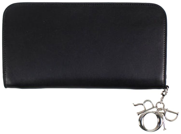 Dior Diorissimo Leather Zip Around Wallet Clutch Black