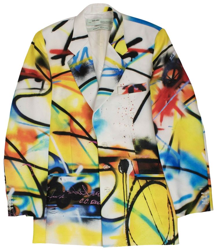 Off White Futura Spray Over Blazer Multicolor