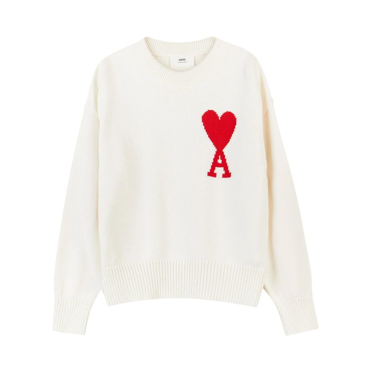 Ami Crewneck Sweater WhiteRed