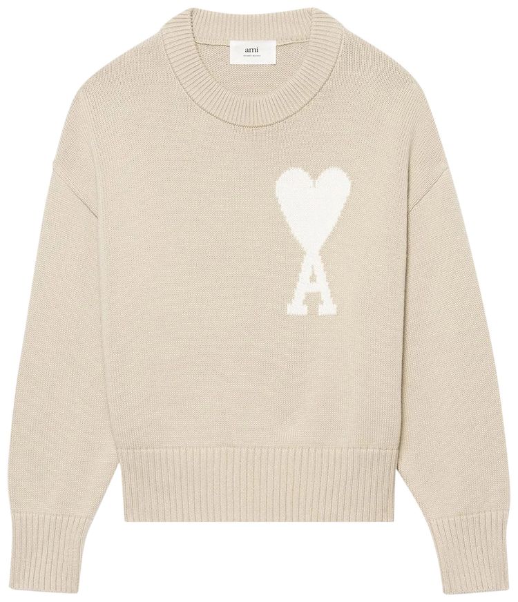 Ami Crewneck Sweater BeigeWhite