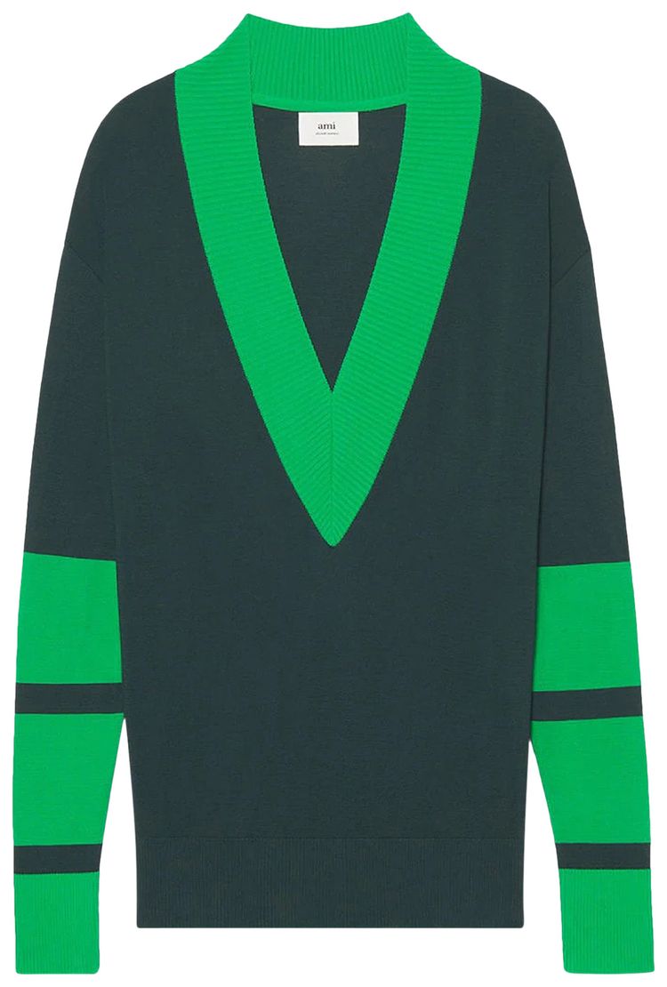 Ami V Neck Sweater EvergreenGreen