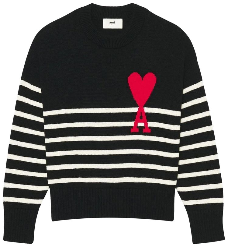 Ami Stripe Sweater BlackWhiteRed