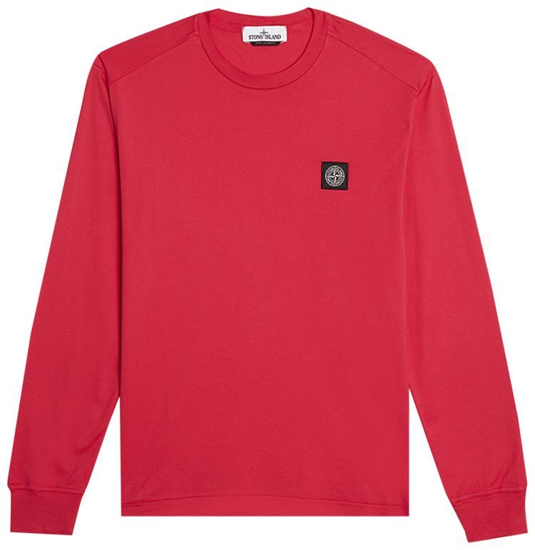 Stone Island Logo Patch Long Sleeve T Shirt Fuchsia