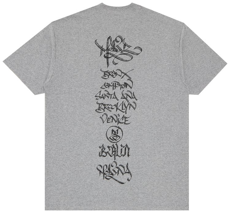 Stussy Japanese Font World Wide Tee Grey Heather