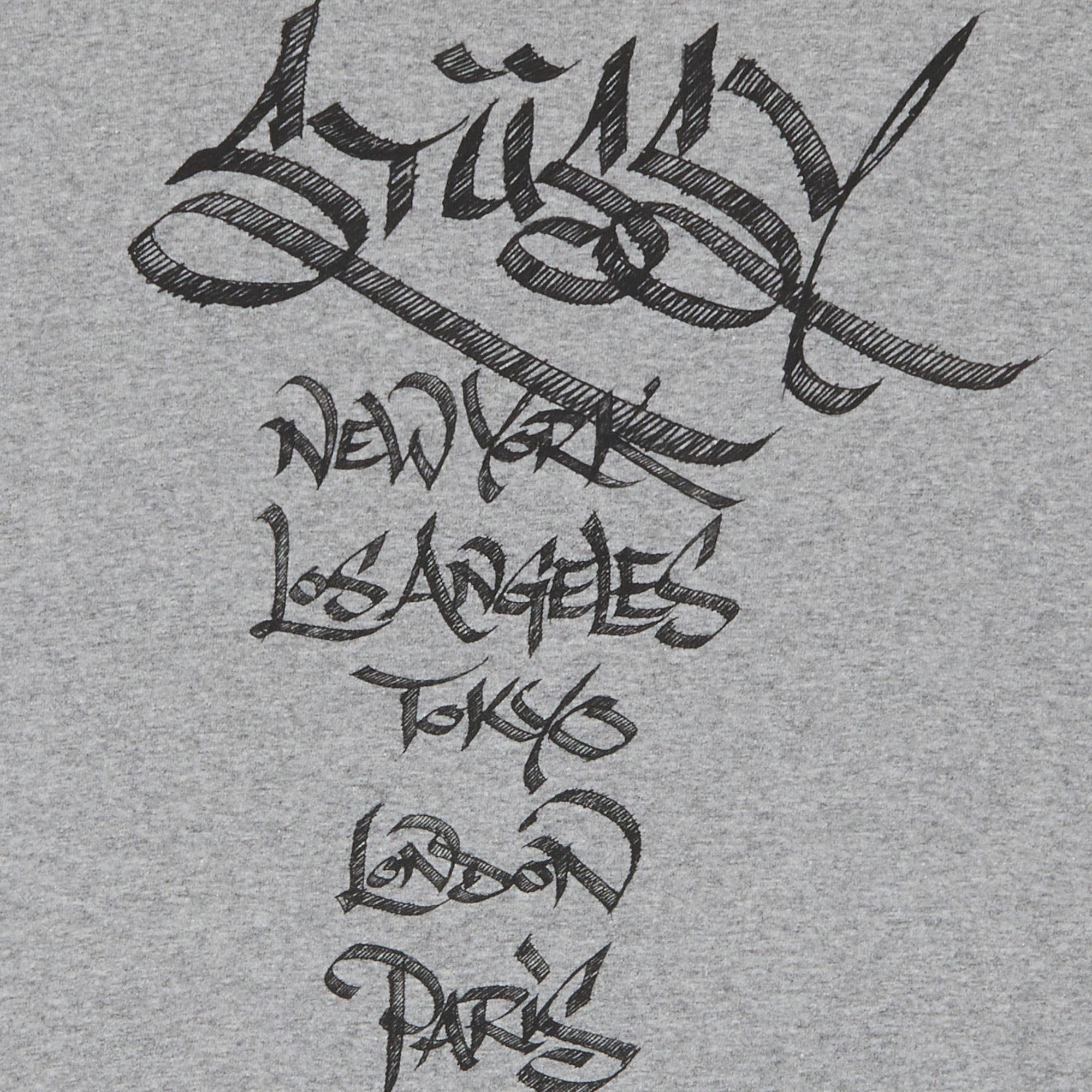 Buy Stussy Japanese Font World Wide Tee 'Grey Heather