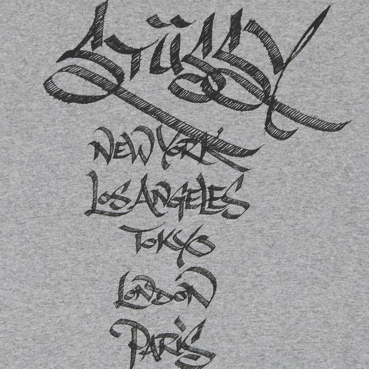 Stussy Japanese Font World Wide Tee Grey Heather