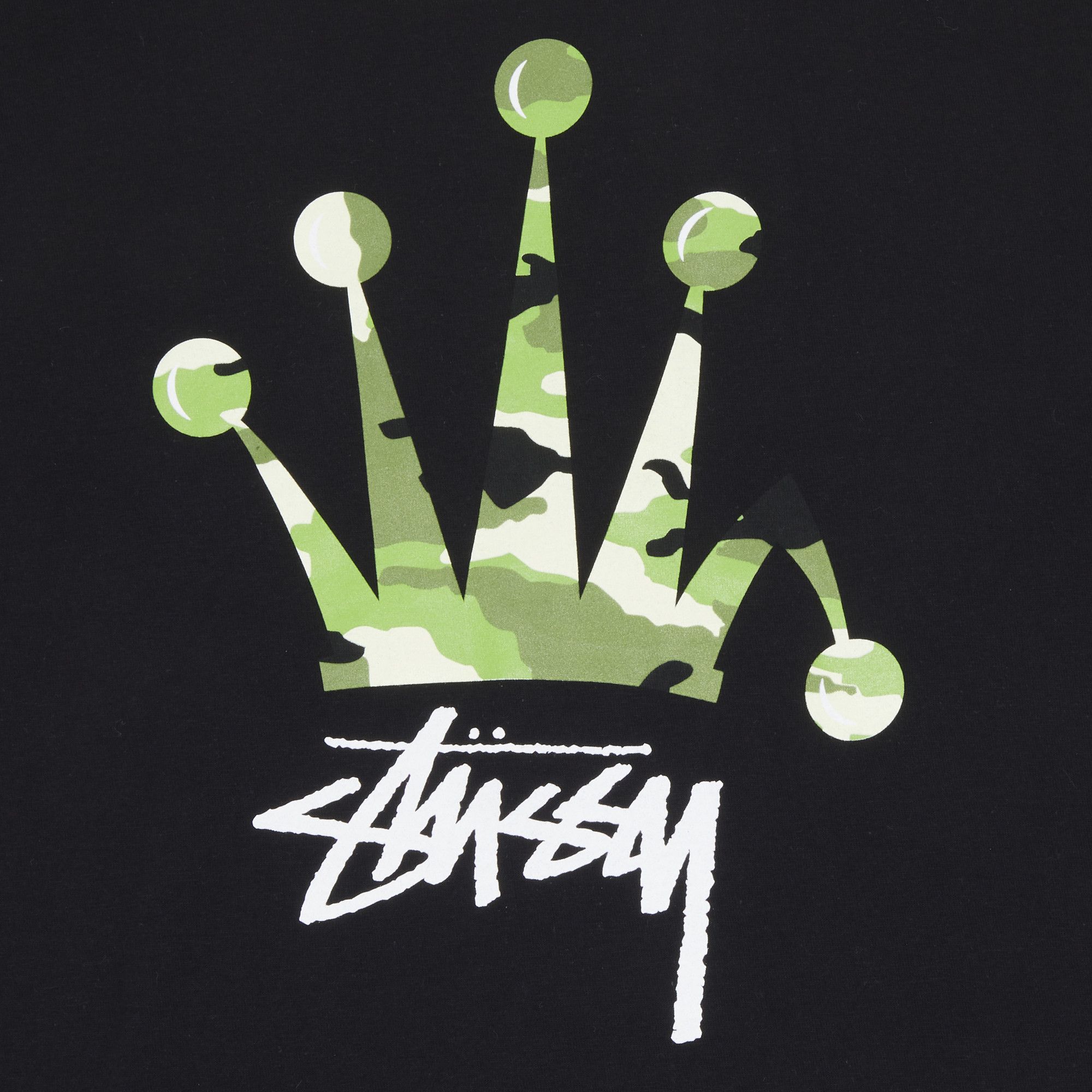 Buy Stussy Camo Crown Tee 'Black' - 1903080 BLAC | GOAT