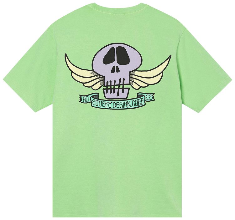 Stussy Skull Wings Pigment Dyed Tee Green