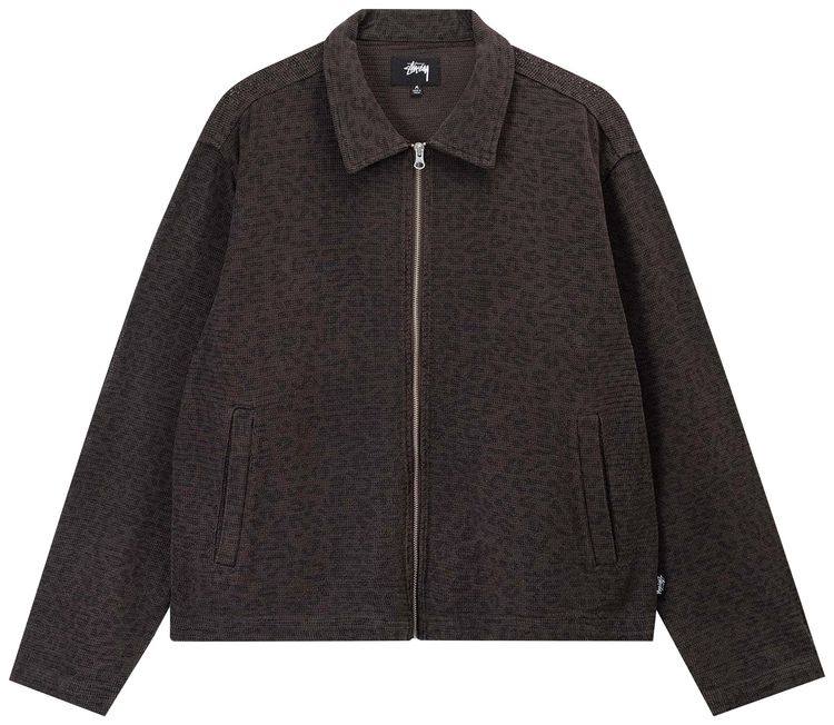 Stussy Leopard Mesh Zip Jacket Brown