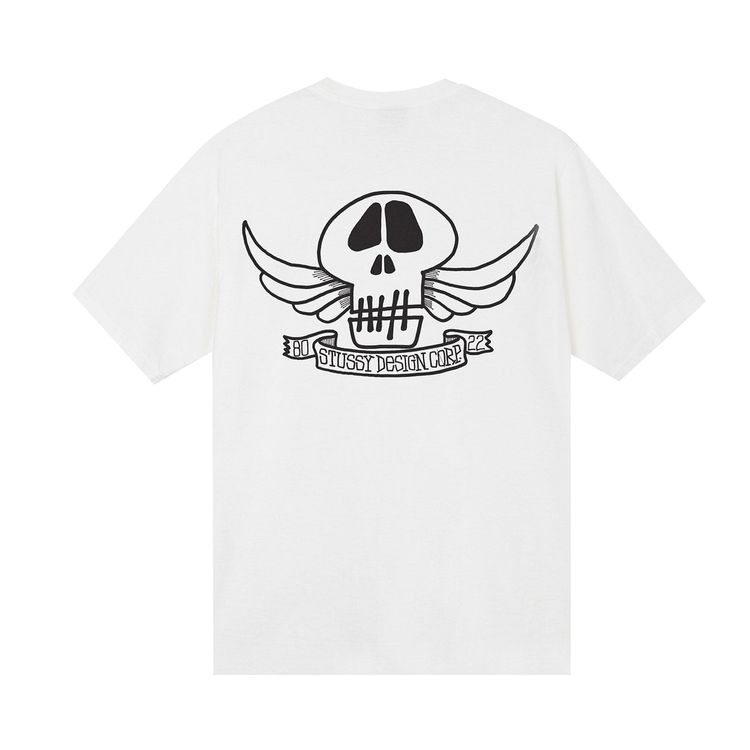 Stussy Skull Wings Pigment Dyed Tee White