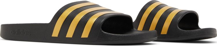 Adilette Aqua Slides Black Gold Metallic