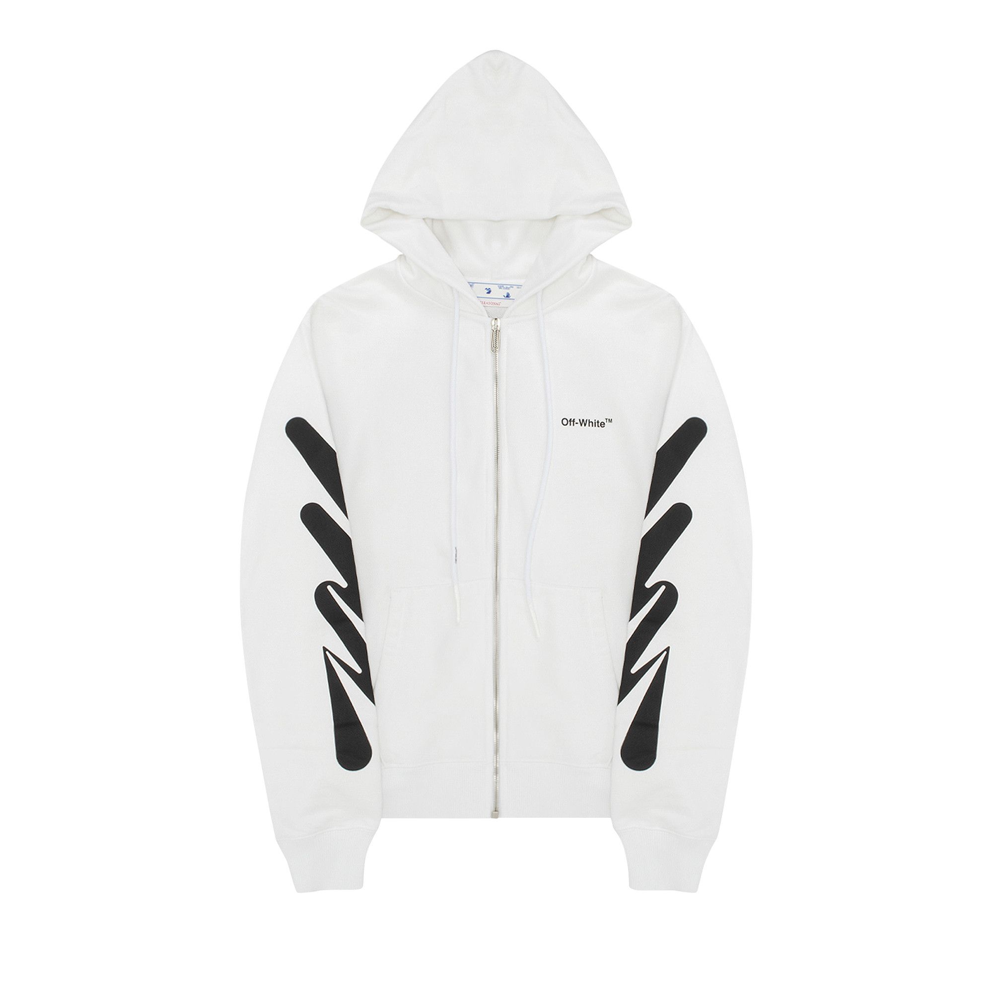 Buy Off-White Wave Diag Slim Zip Hoodie 'White/Black