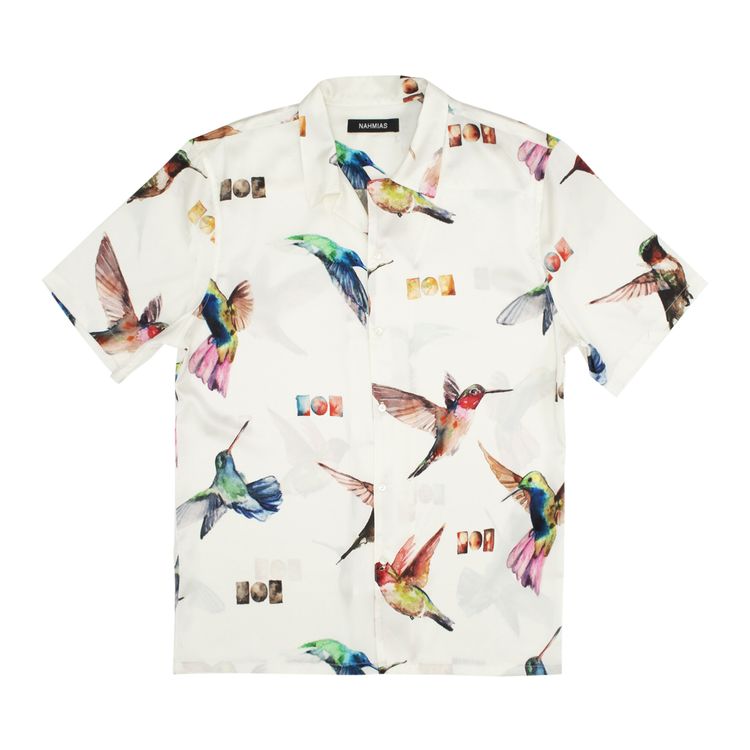 Nahmias Silk Bleacher Litter Short Sleeve Shirt Ivory