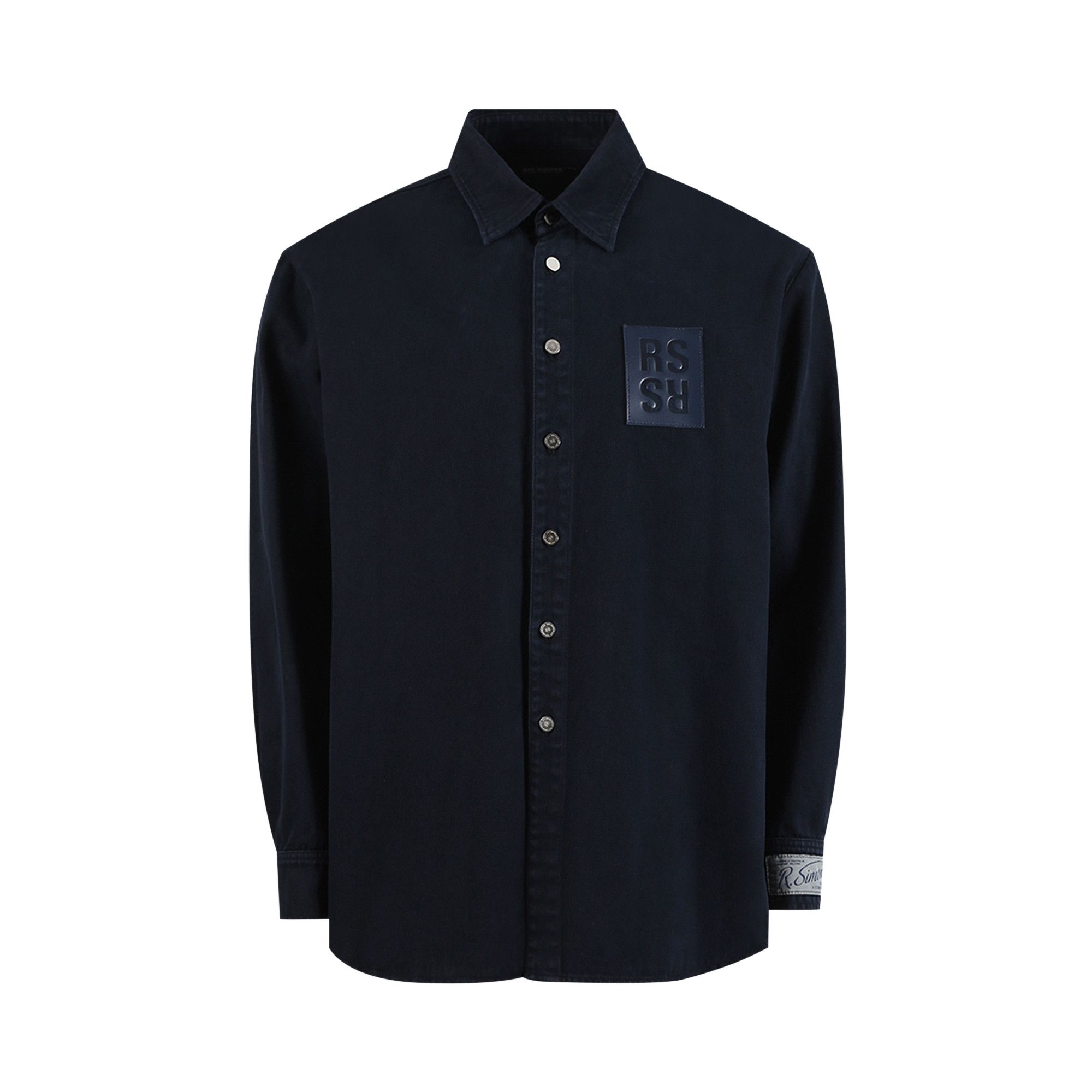 Buy Raf Simons Straight Fit Denim Shirt With Label On Sleeve 'Dark