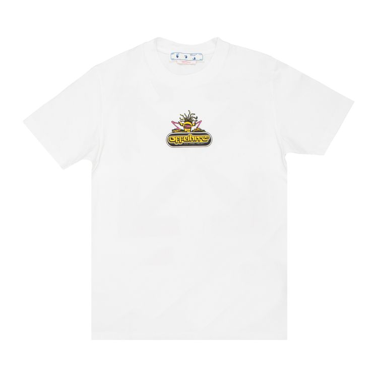 Off White 90s DJ Slim Short Sleeve Tee WhiteFuchsia