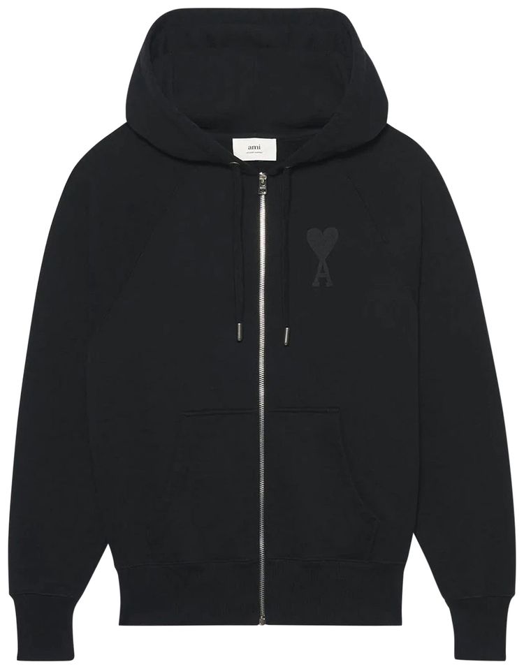 Ami Zipped Hoodie Black