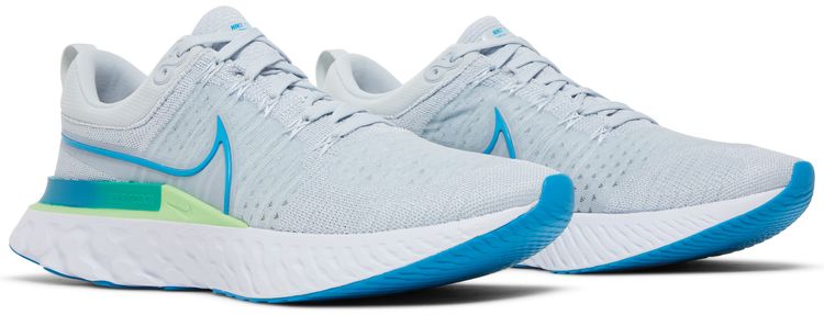 Nike React Infinity Run Flyknit 2 Pure Platinum Emerald Laser Blue