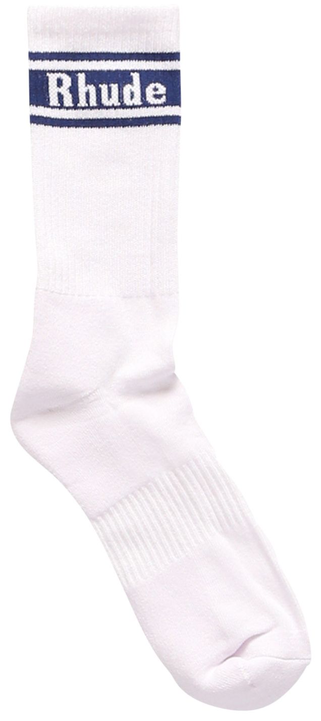 Rhude Stipe Logo Sock WhiteNavy