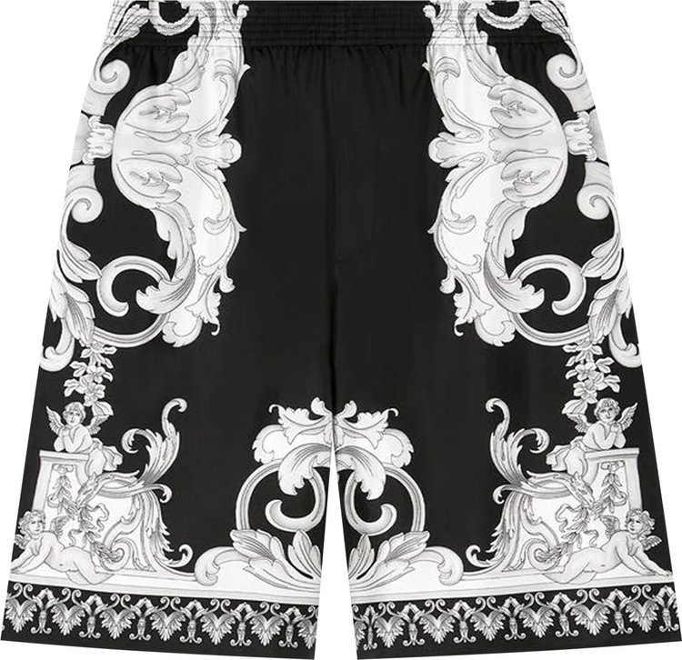 Versace Baroque Silk Shorts 'Black/White'