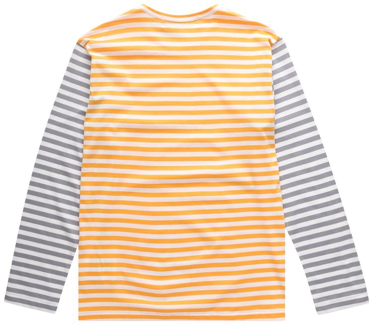 Comme des Garcons PLAY Bi Color Striped Long Sleeve T Shirt YellowGrey