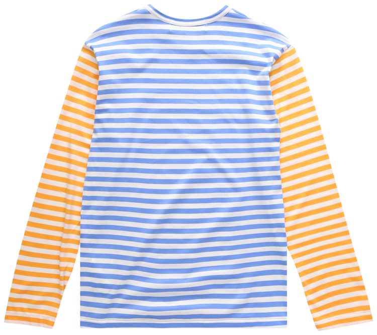 Comme des Garcons PLAY Bi Color Striped Long Sleeve T Shirt BlueYellow