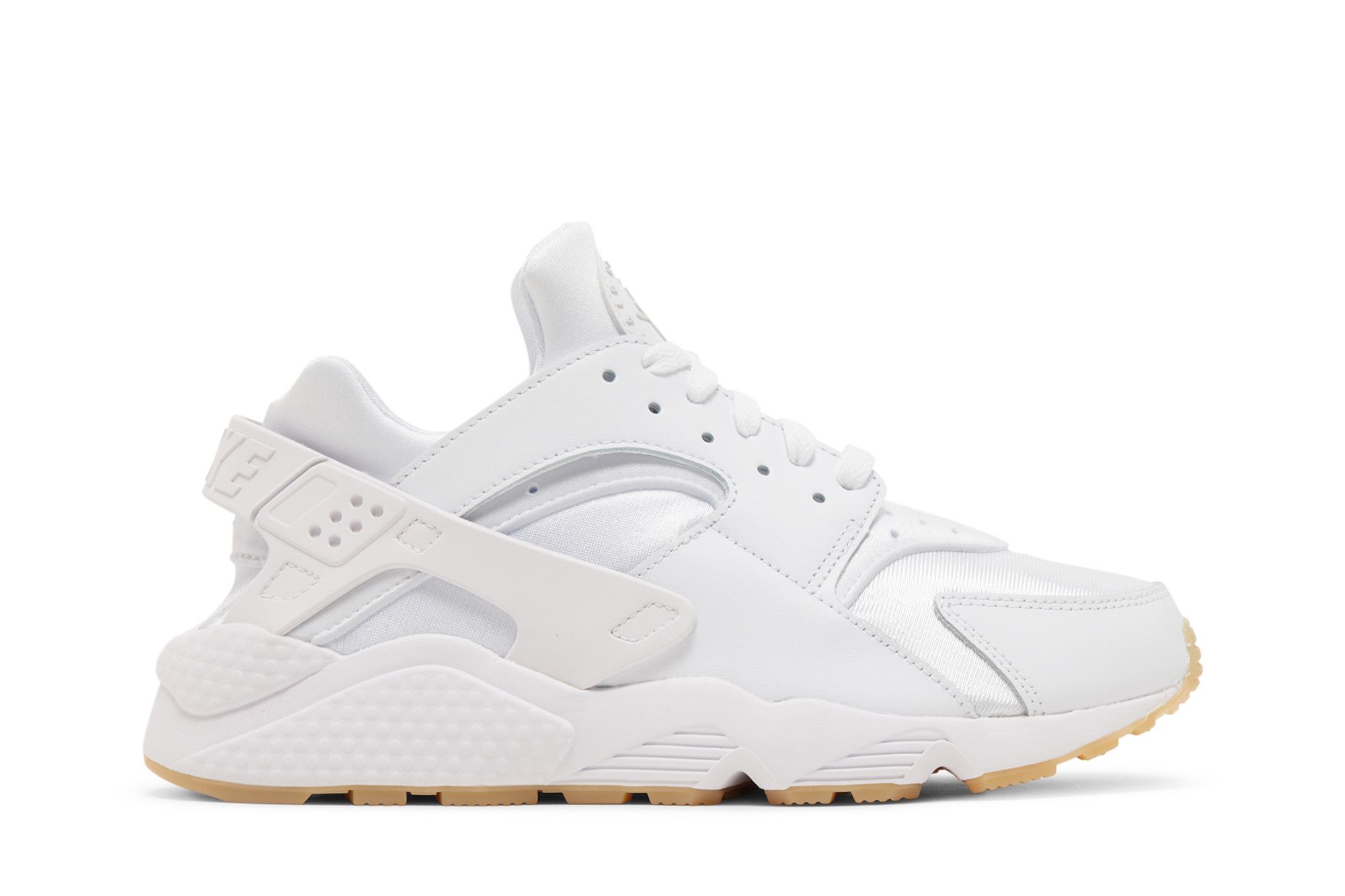 Nike huarache white hot sale gum sole