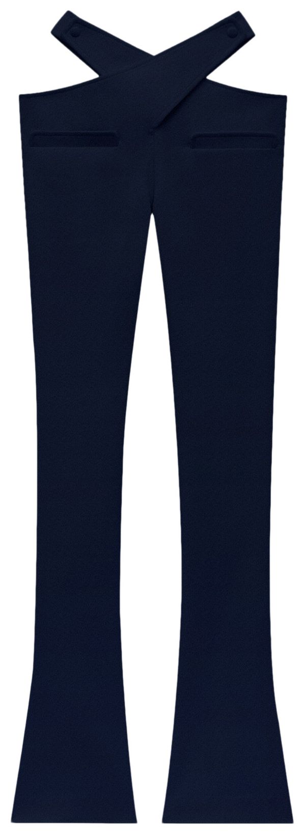 Courreges Stretch Crepe Criss Cross Trouser Navy
