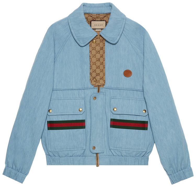 Gucci Denim Jacket With Web Light Blue