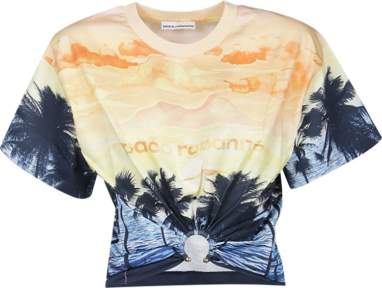 Paco Rabanne Printed Cropped Tee 'Navy Sunset'