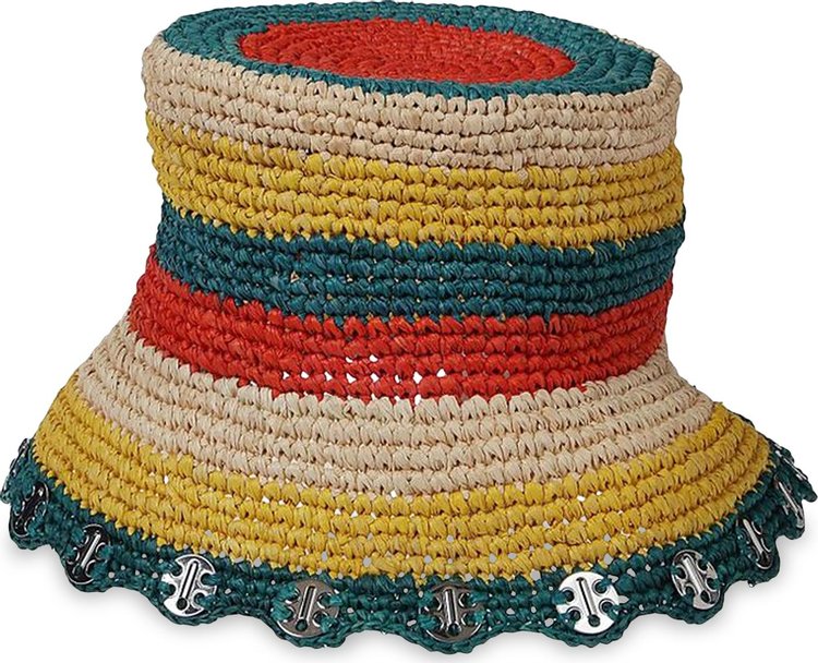 Paco Rabanne Embellished Raffia Bucket Hat 'Multicolor'