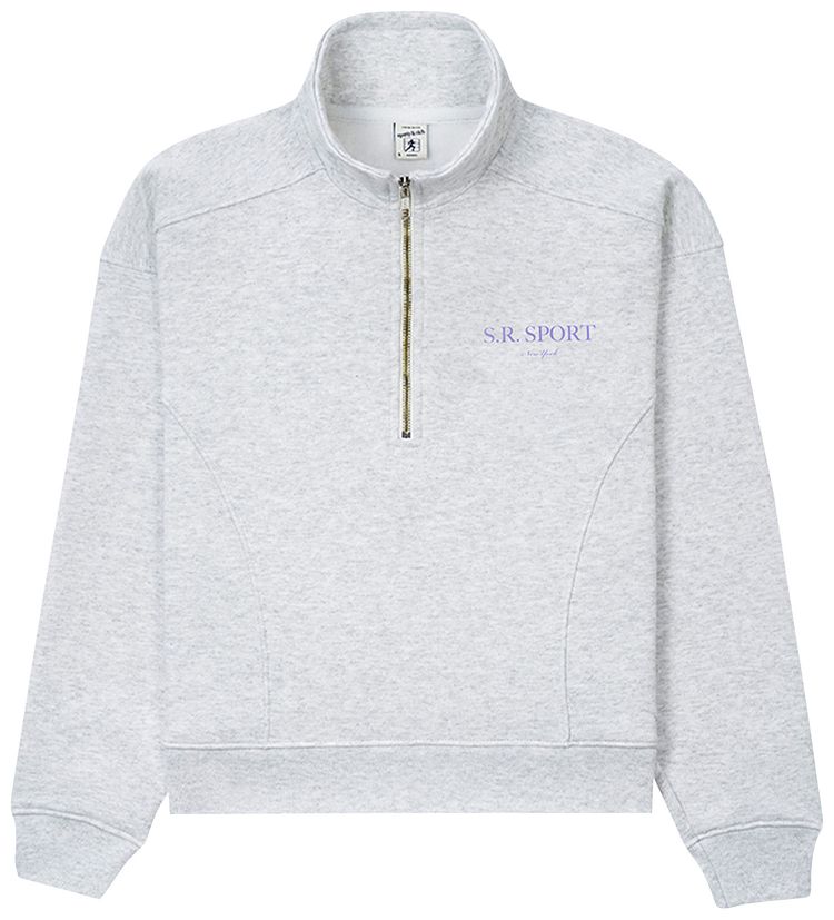 Sporty  Rich Wimbledon Quarter Zip Heather Grey