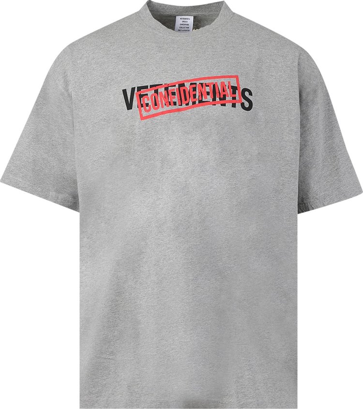 Vetements Confidential Logo T-Shirt 'Grey Melange'